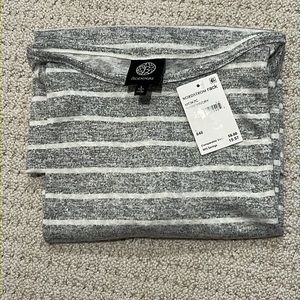 BOBEAU Tee sz Large NWT Grey/Ivory 3/4 sleeves
